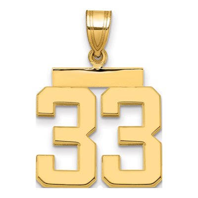 14K Yellow Gold Number 33 Charm