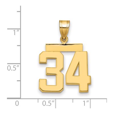 14K Yellow Gold Number 34 Charm – view 2