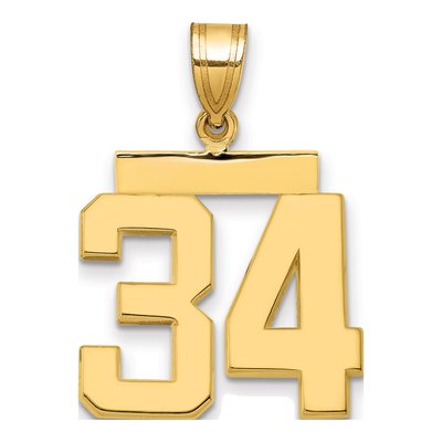 14K Yellow Gold Number 34 Charm