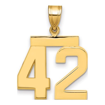 14K Yellow Gold Number 42 Charm