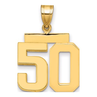 14K Yellow Gold Number 50 Charm