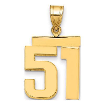 14K Yellow Gold Number 51 Charm