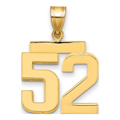 14K Yellow Gold Number 52 Charm