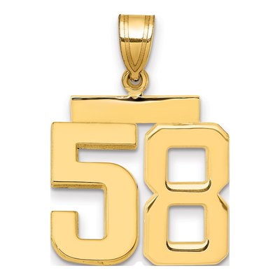 14K Yellow Gold Number 58 Charm