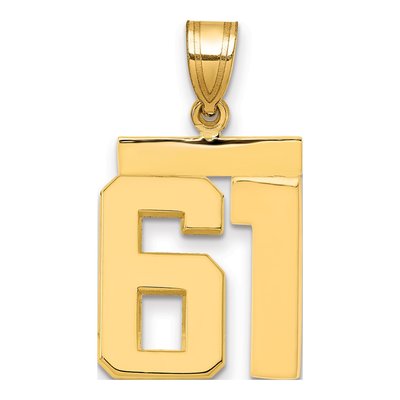 14K Yellow Gold Number 61 Charm