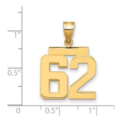 14K Yellow Gold Number 62 Charm – view 2