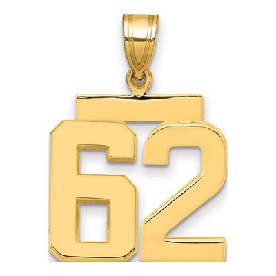 14K Yellow Gold Number 62 Charm
