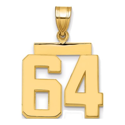 14K Yellow Gold Number 64 Pendant
