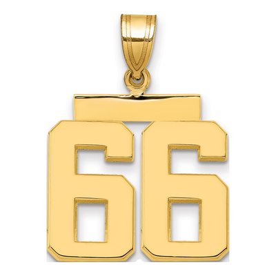 14K Yellow Gold Number 66 Charm