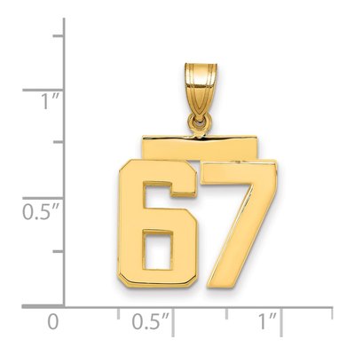14K Yellow Gold Number 67 Charm – view 2