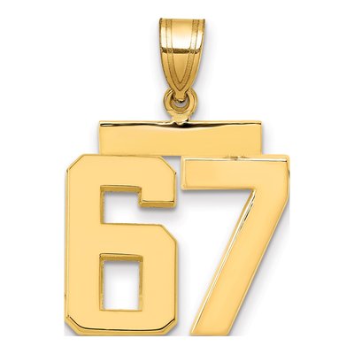 14K Yellow Gold Number 67 Charm