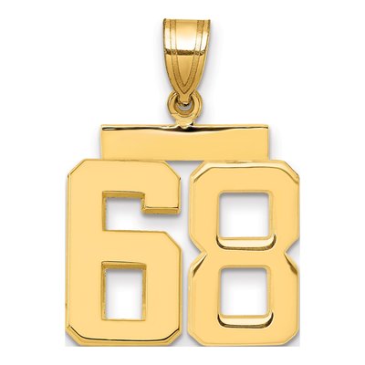 14K Yellow Gold Number 68 Pendant