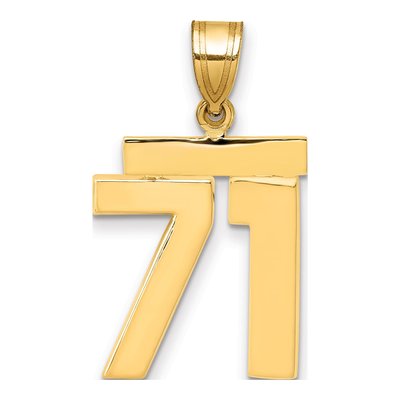 14K Yellow Gold Number 71 Charm
