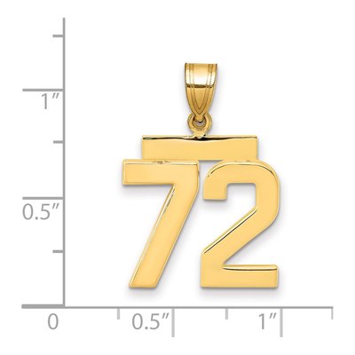 14K Yellow Gold Number 72 Charm – view 2