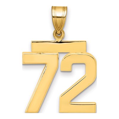 14K Yellow Gold Number 72 Charm