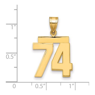 14K Yellow Gold Number 74 Charm – view 2