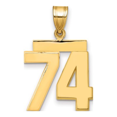 14K Yellow Gold Number 74 Charm