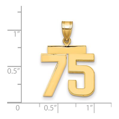 14K Yellow Gold Number 75 Charm – view 2