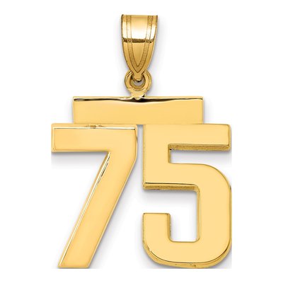 14K Yellow Gold Number 75 Charm