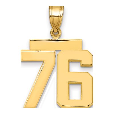14K Yellow Gold Number 76 Charm