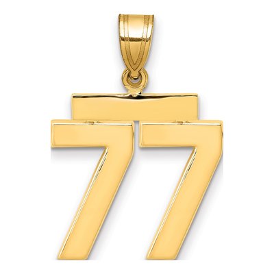 14K Yellow Gold Number 77 Charm