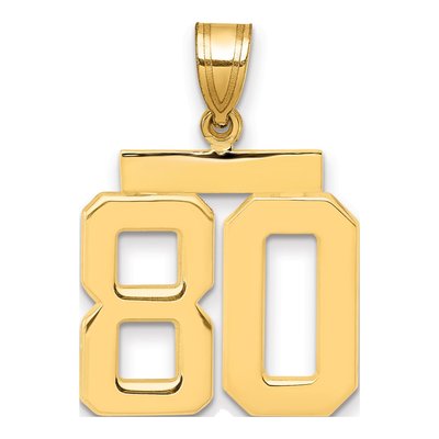 14K Yellow Gold Number 80 Charm