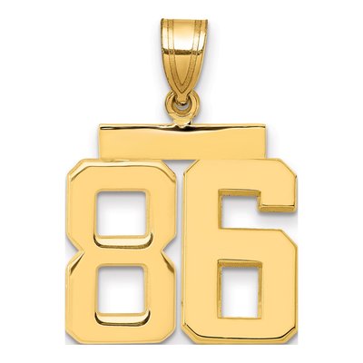 14K Yellow Gold Number 86 Charm