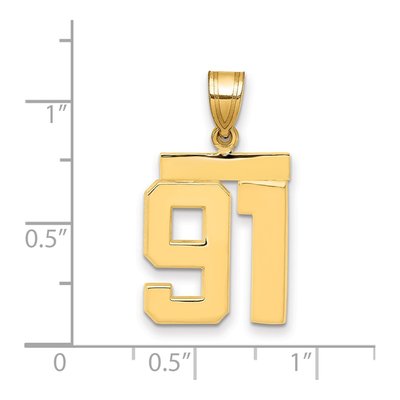 14K Yellow Gold Number 91 Pendant – view 2