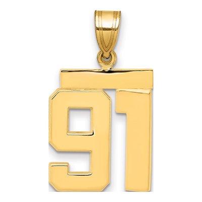 14K Yellow Gold Number 91 Pendant