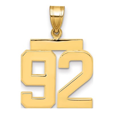 14K Yellow Gold Number 92 Charm