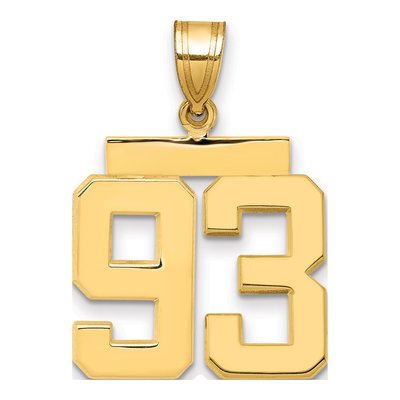 14K Yellow Gold Number 93 Charm