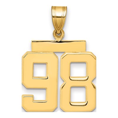 14K Yellow Gold Number 98 Charm