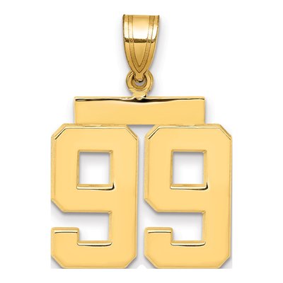 14K Yellow Gold Number 99 Pendant