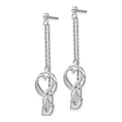 Seattle Mariners Sterling Silver Heart Earrings – view 2