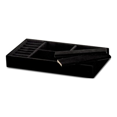 Black Faux Suede 4-Slot Jewelry Tray with Ring Roll – view 2