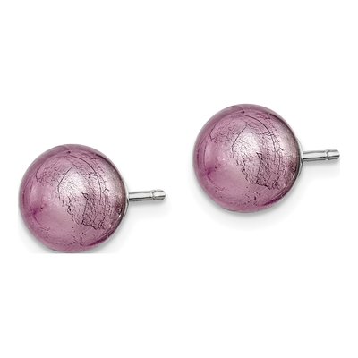 Sterling Silver Lavender Murano Glass Stud Earrings – view 3
