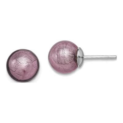 Sterling Silver Lavender Murano Glass Stud Earrings