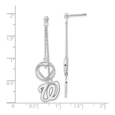 Washington Nationals Sterling Silver Heart Earrings – view 3