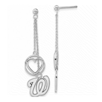 Washington Nationals Sterling Silver Heart Earrings