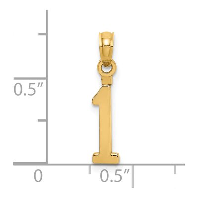 14K Yellow Gold Number 1 Pendant – view 4