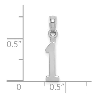 14K White Gold Number 1 Pendant – view 4