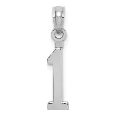 14K White Gold Number 1 Pendant