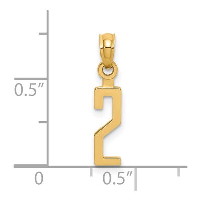 14K Yellow Gold Number 2 Pendant – view 4