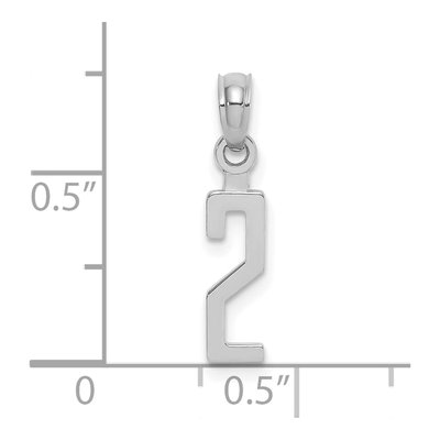 14K White Gold Number 2 Pendant – view 4