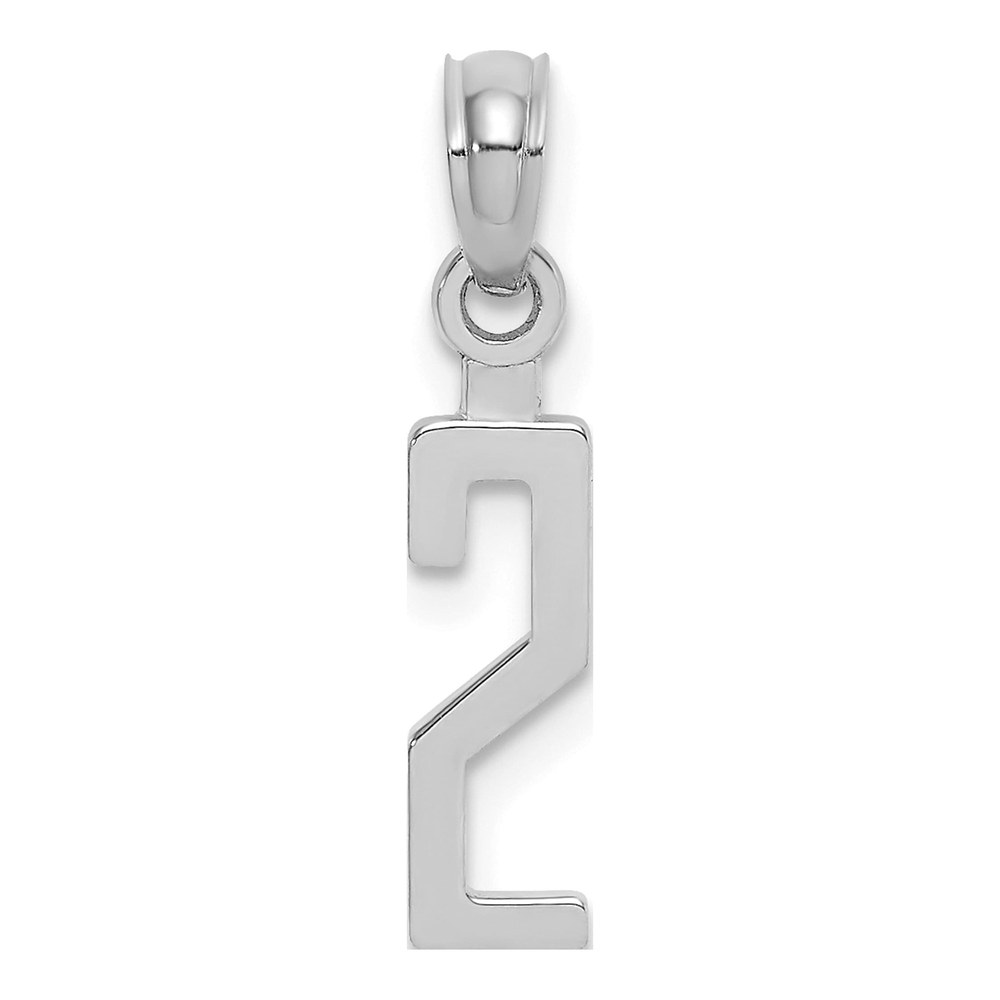 14K White Gold Number 2 Pendant