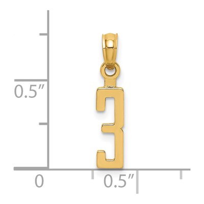 14K Yellow Gold Number 3 Pendant – view 4