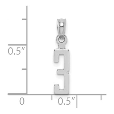 14K White Gold Number 3 Pendant – view 4