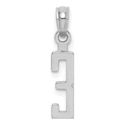 14K White Gold Number 3 Pendant