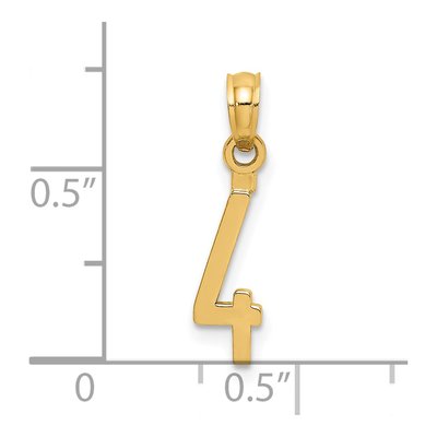 14K Yellow Gold Number 4 Pendant – view 4