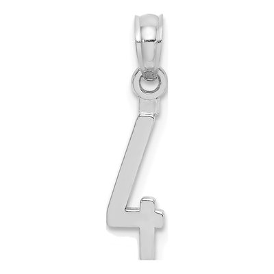 14K White Gold Number 4 Pendant